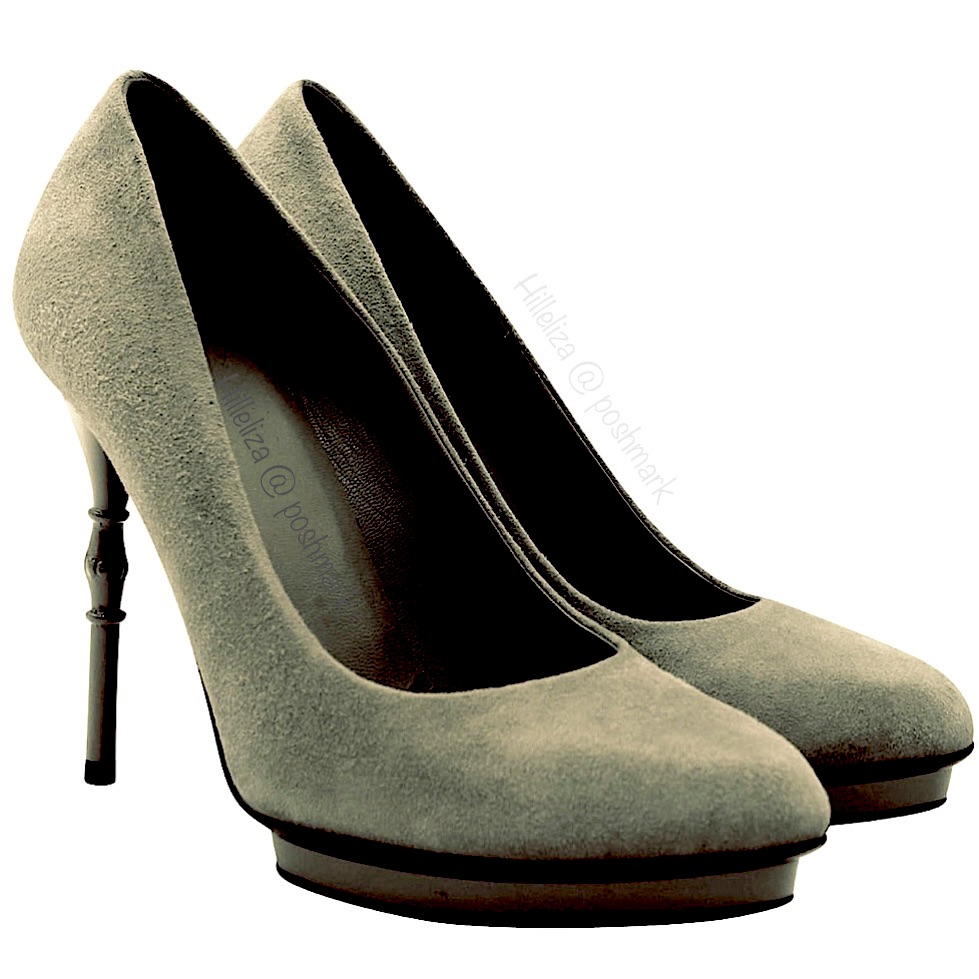 Classic Bamboo Gucci Kid Suede Military Scamosciato Platform Pumps 36